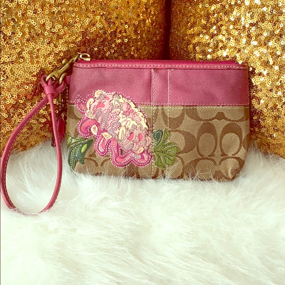 Coach peony wristlet